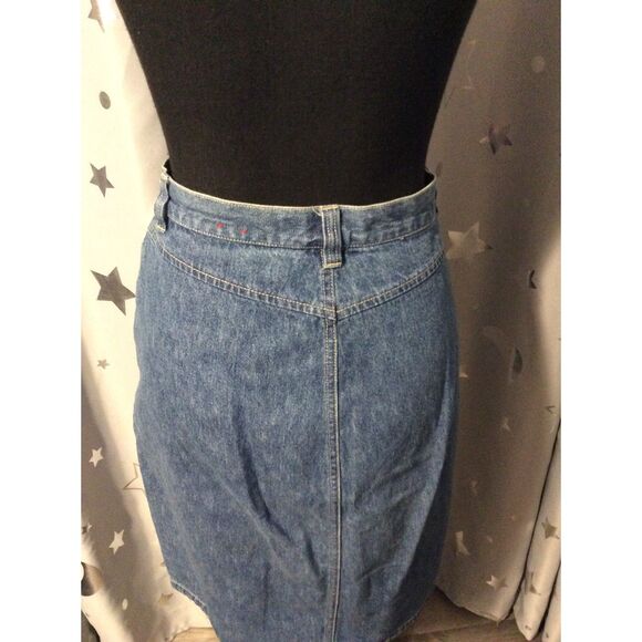Vintage Gloria Vanderbilt Denim Cotton Skirt Front Zip Pockets Size 8 - Picture 2 of 4